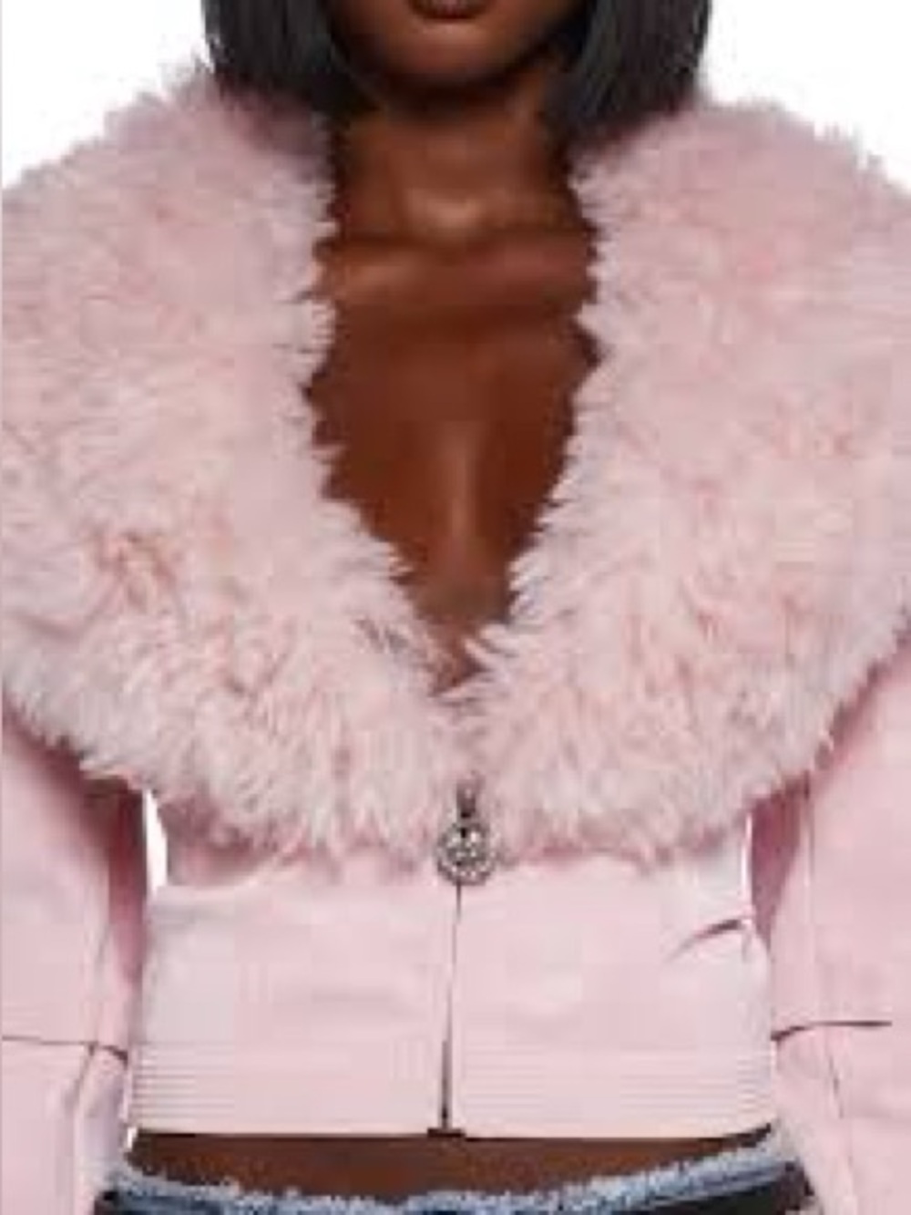 BNWT Generation KISS Pink Faux Fur Collar Jacket